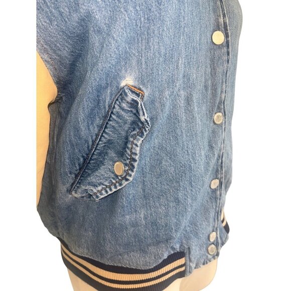 BlankNYC Varsity Jacket in Crash Course Womens Denim Jean Boyfriend - Picture 9 of 16